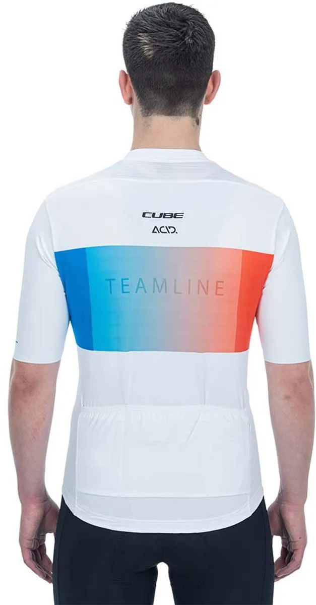 Cube Teamline Korte Mouw Wielertrui XS - Wit/Blauw/Rood