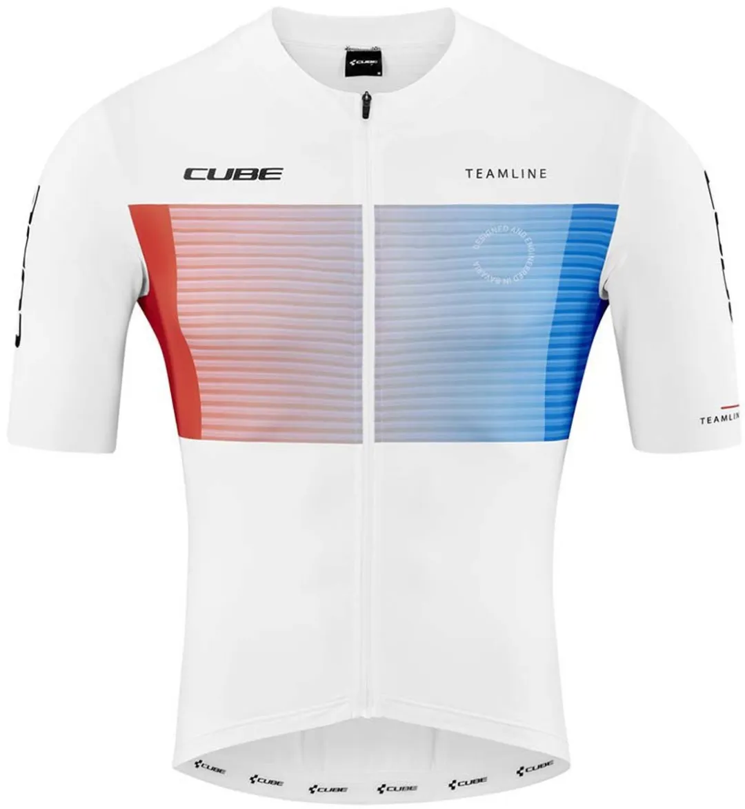 Cube Teamline Korte Mouw Wielertrui XS - Wit/Blauw/Rood