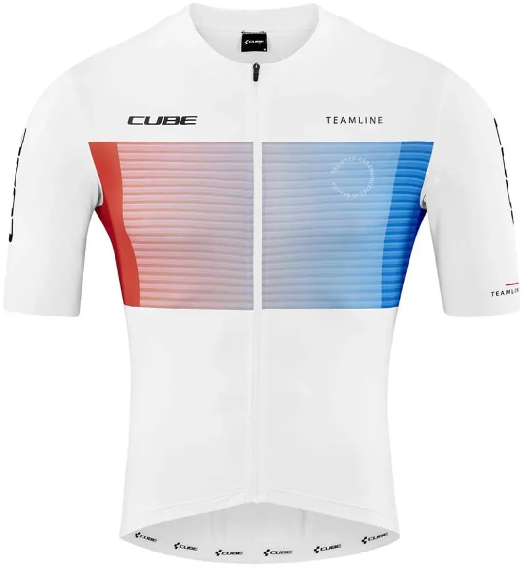Cube Teamline Korte Mouw Wielertrui XS - Wit/Blauw/Rood - afbeelding 6 van 6