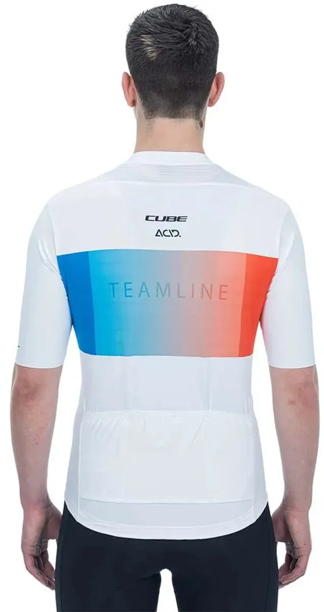 Cube Teamline Korte Mouw Wielertrui XS - Wit/Blauw/Rood