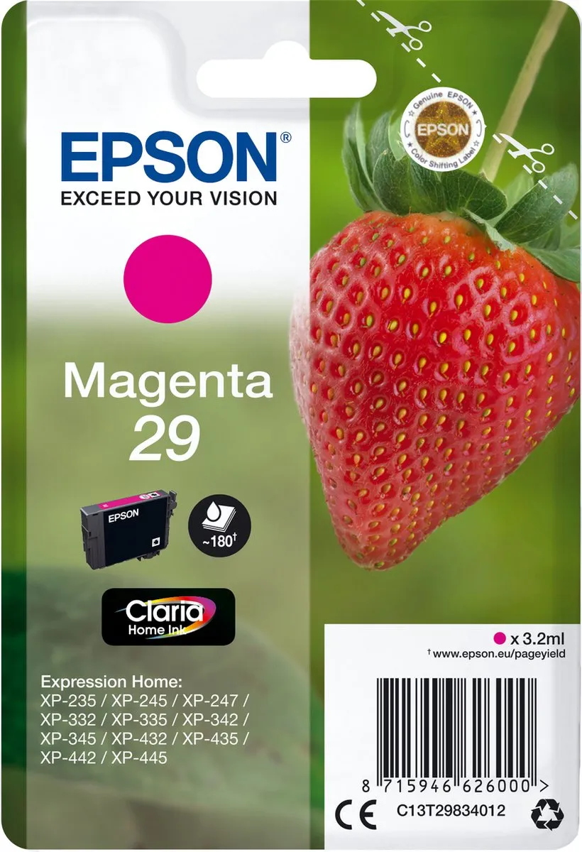 Epson C13T29834010 Inktcartridge Magenta - 180 Pagina's