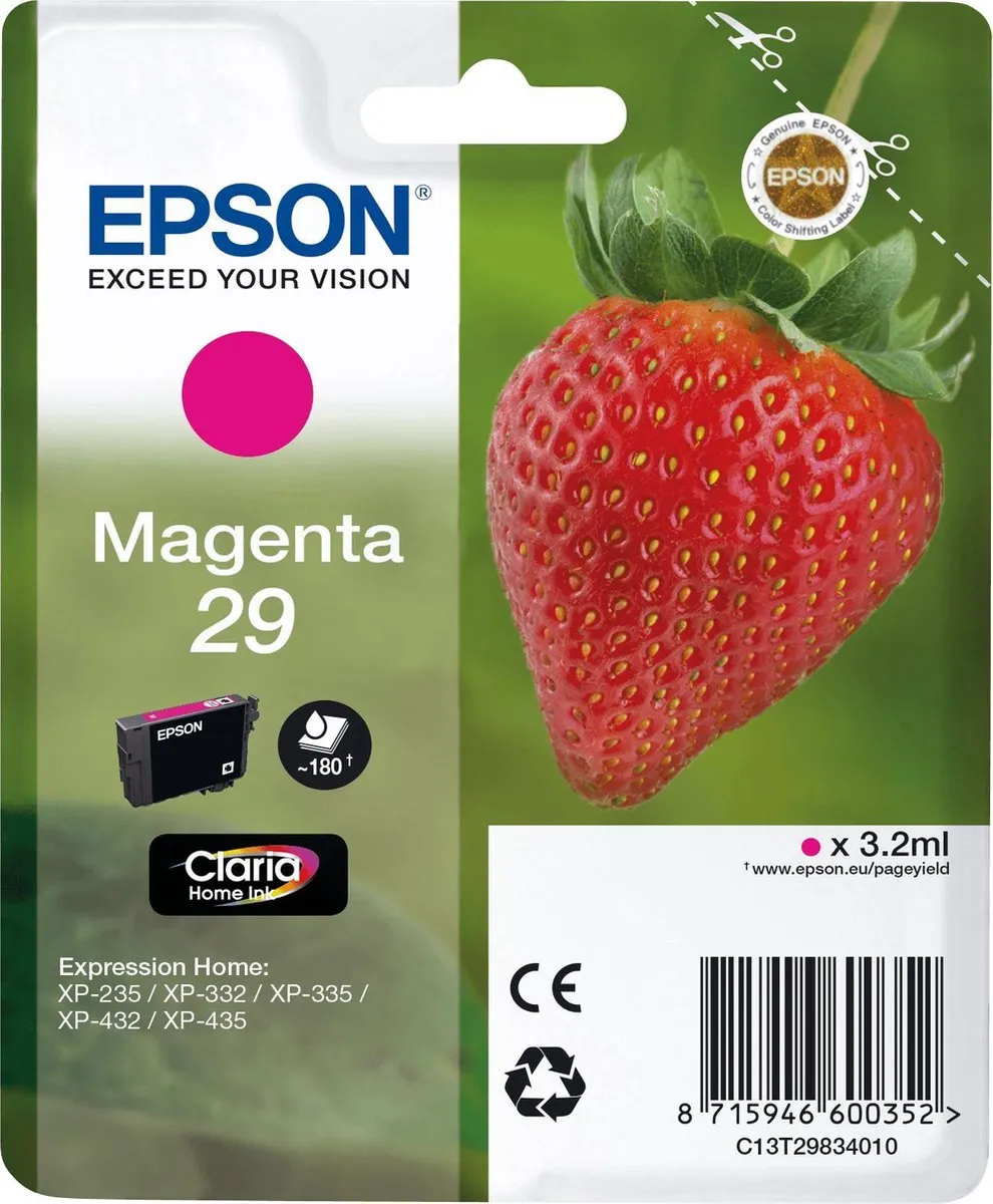 Epson C13T29834010 Inktcartridge Magenta - 180 Pagina's