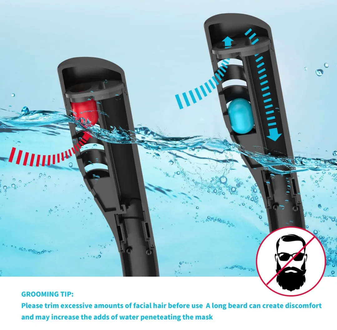 FlinQ Full Face Snorkelmasker - S/M - Zwart - afbeelding 4 van 6