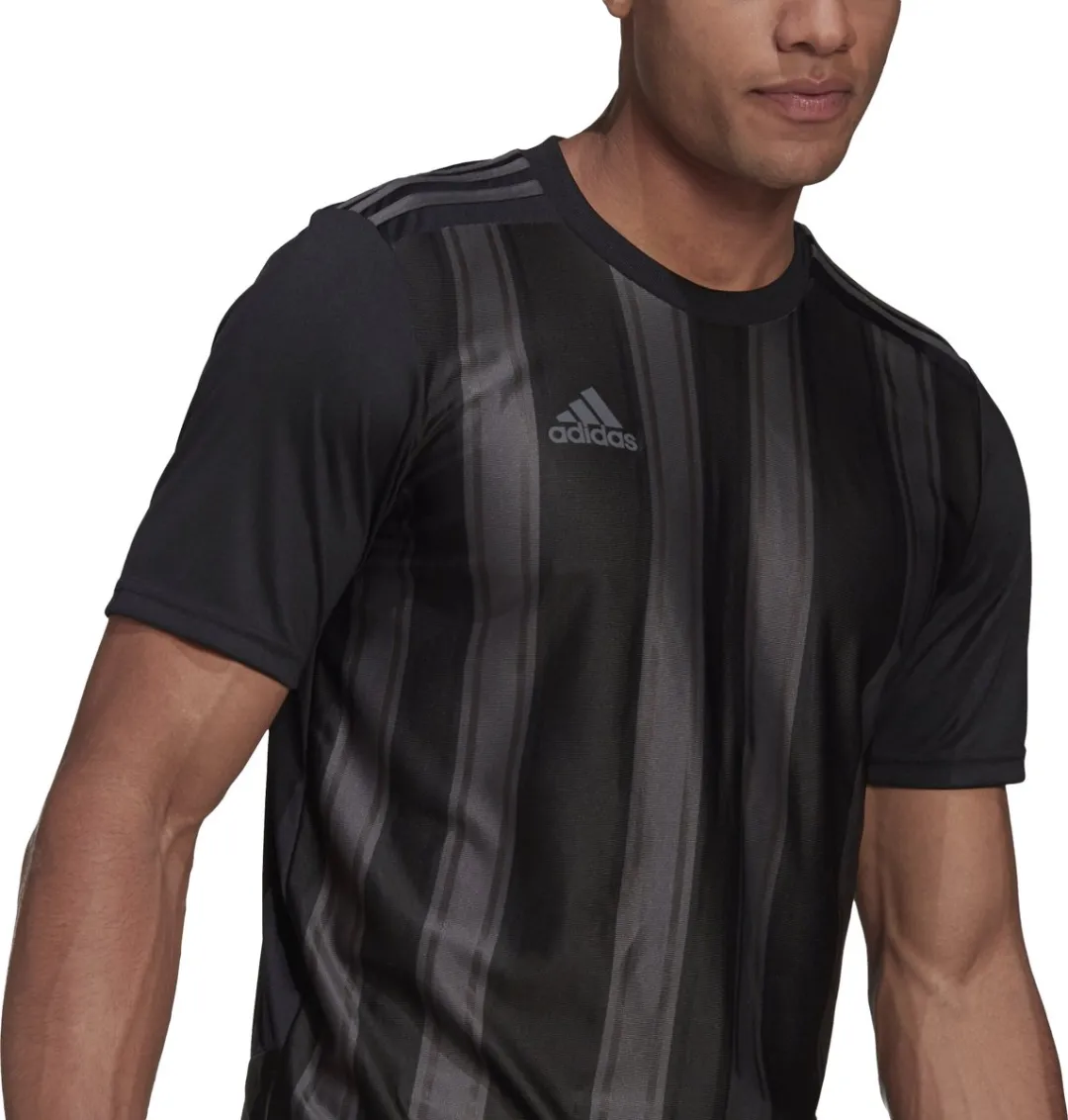 Adidas Striped 21 Shirt Korte Mouw Heren - S - Zwart/Grijs