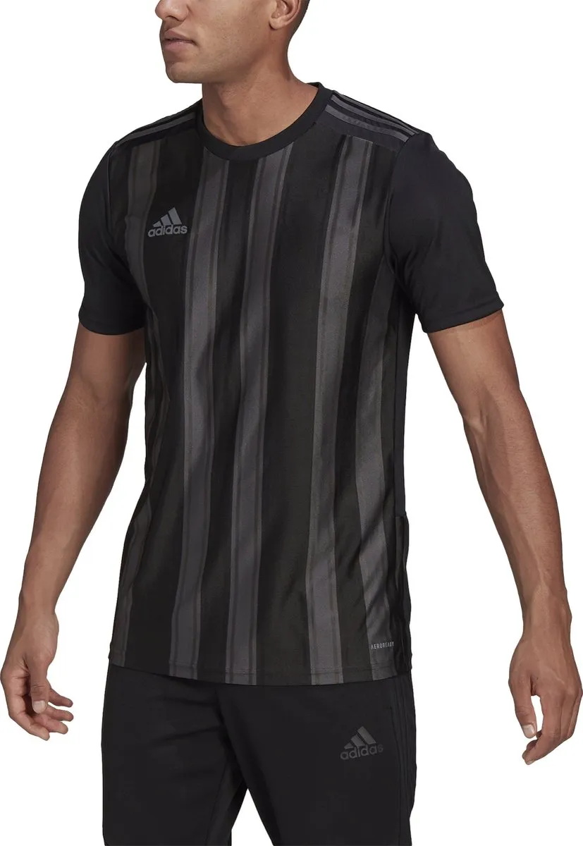Adidas Striped 21 Shirt Korte Mouw Heren - S - Zwart/Grijs