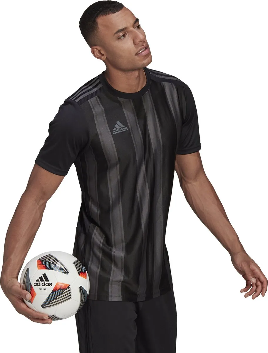 Adidas Striped 21 Shirt Korte Mouw Heren - S - Zwart/Grijs