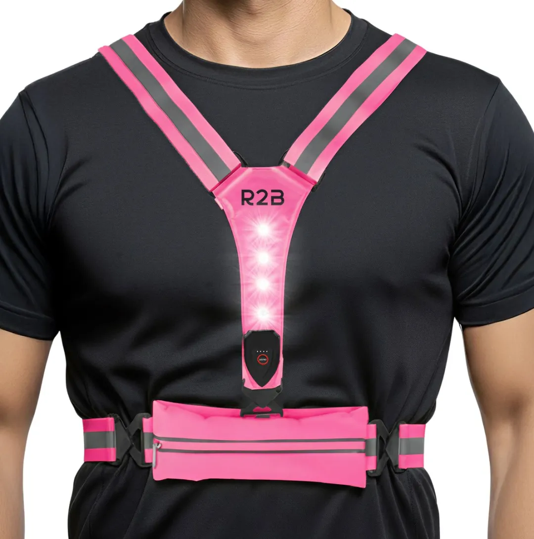 R2B Hardloopvest met Verlichting Roze