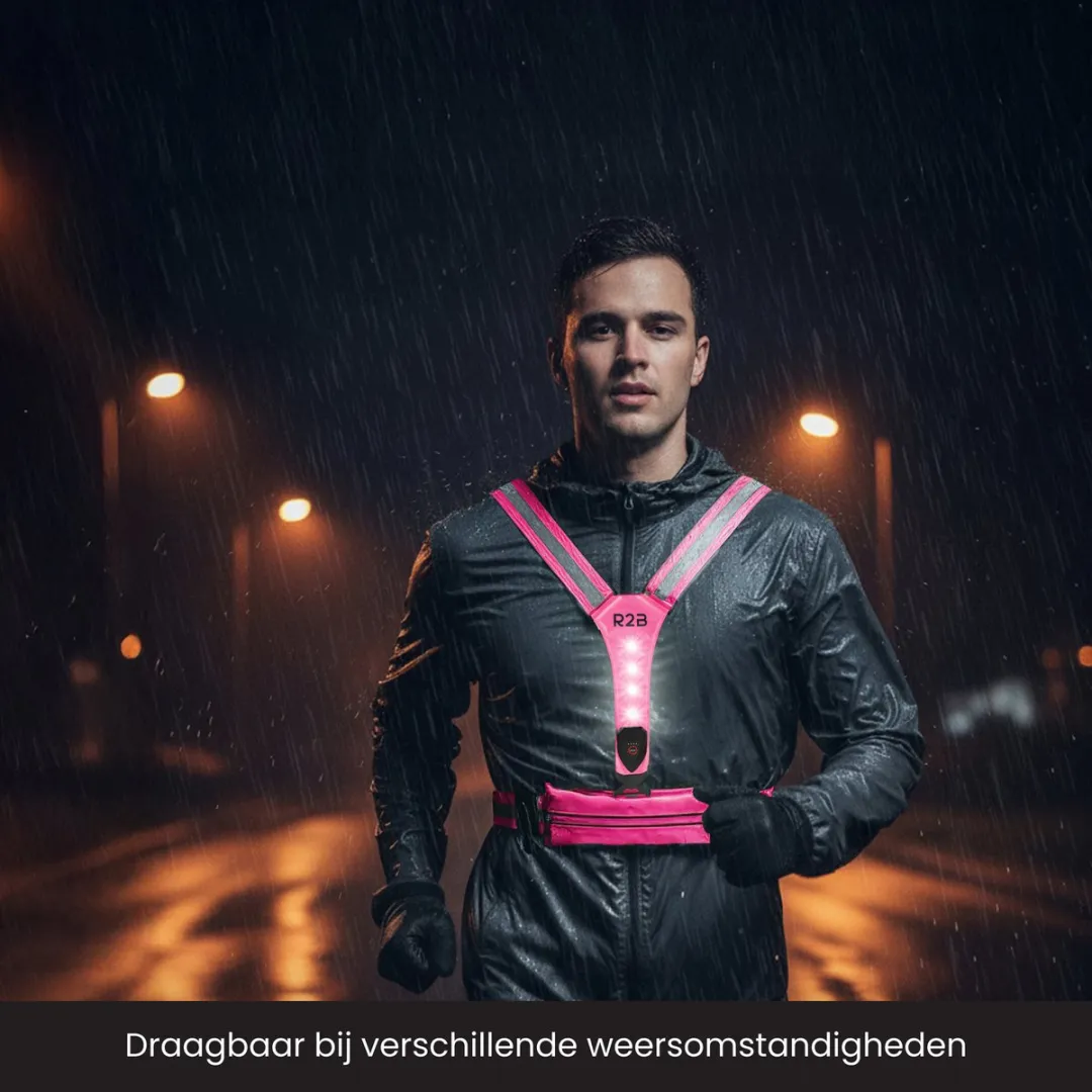R2B Hardloopvest met Verlichting Roze - One Size