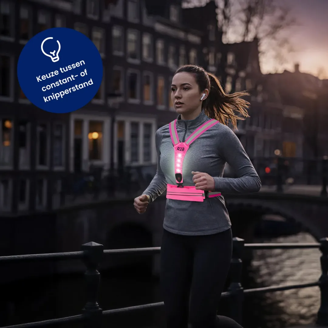 R2B Hardloopvest met Verlichting Roze - One Size