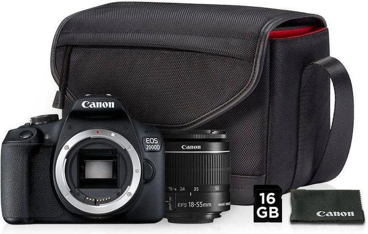 Canon EOS 2000D + EF-S 18-55mm IS Kit - 16GB - Zwart