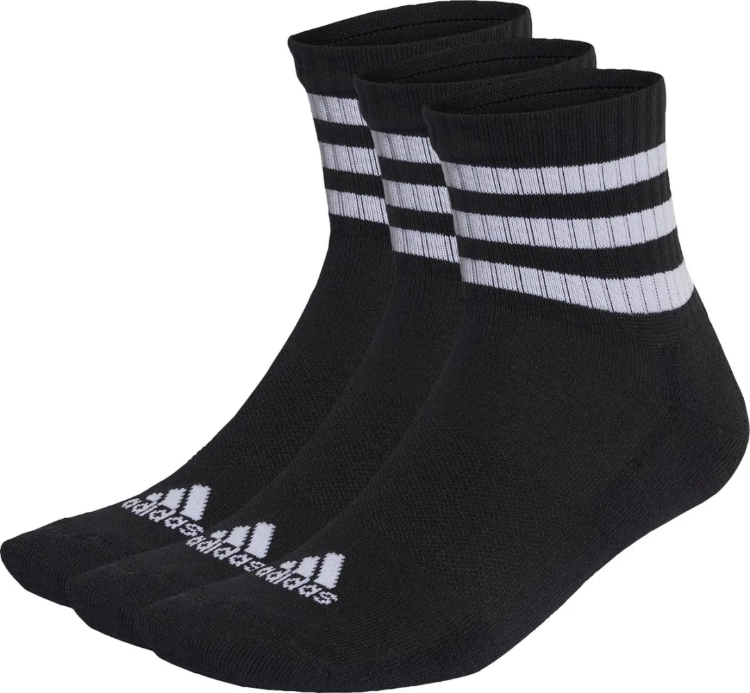 adidas 3-Stripes Cushioned Korte Sokken 3 Paar - Zwart