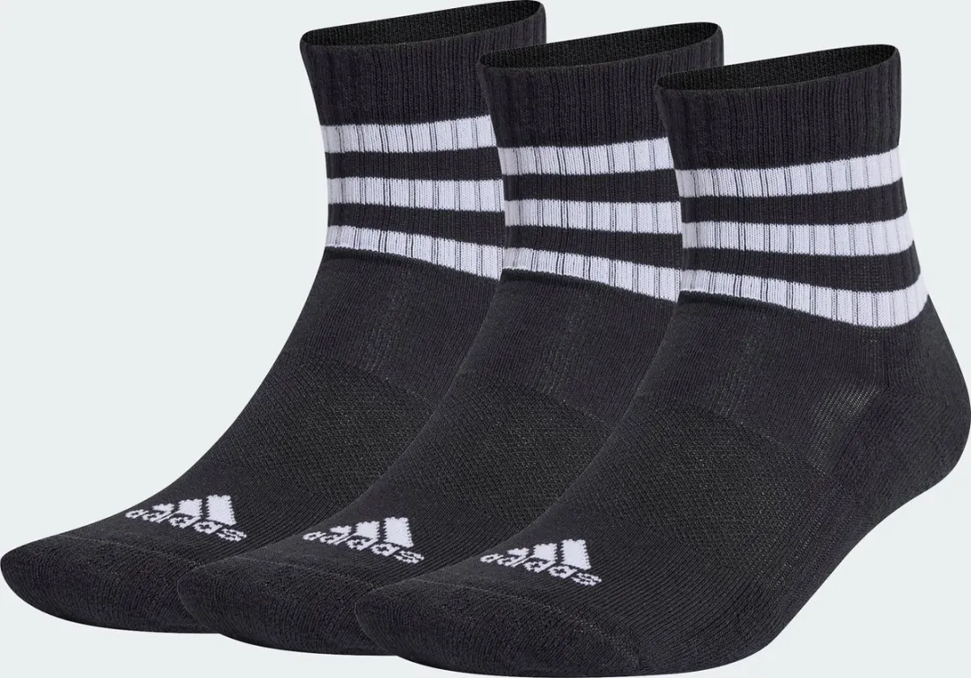 adidas 3-Stripes Cushioned Korte Sokken 3 Paar - Zwart
