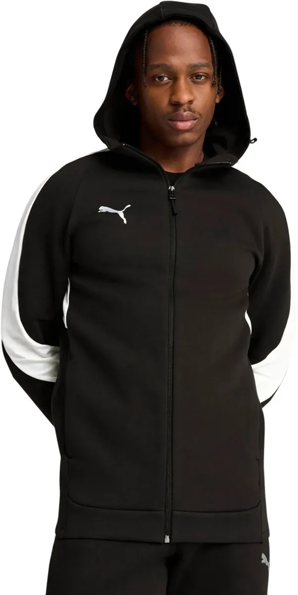 PUMA TeamEVOSTRIPE Sweat Jacke - XXL - Zwart/Zilver/Wit