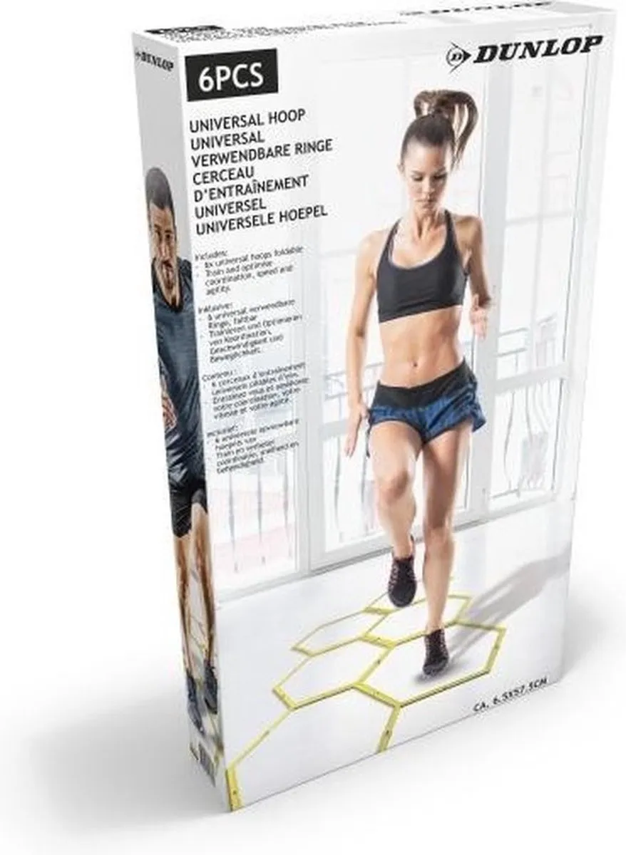 Dunlop Fitness-Hoepels 6 Stuks - Opvouwbaar - Geel/Zwart