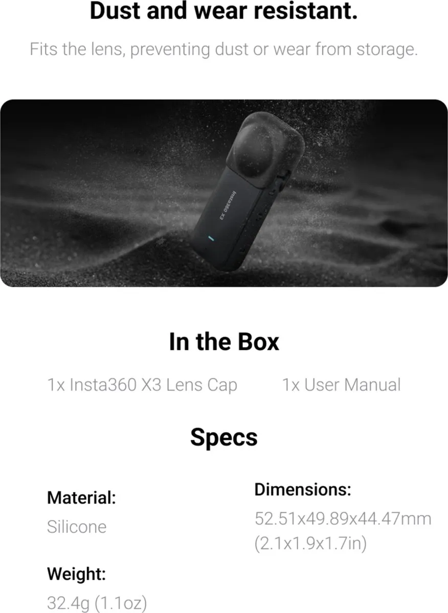 Insta360 X3 Lens Cap - Transparant