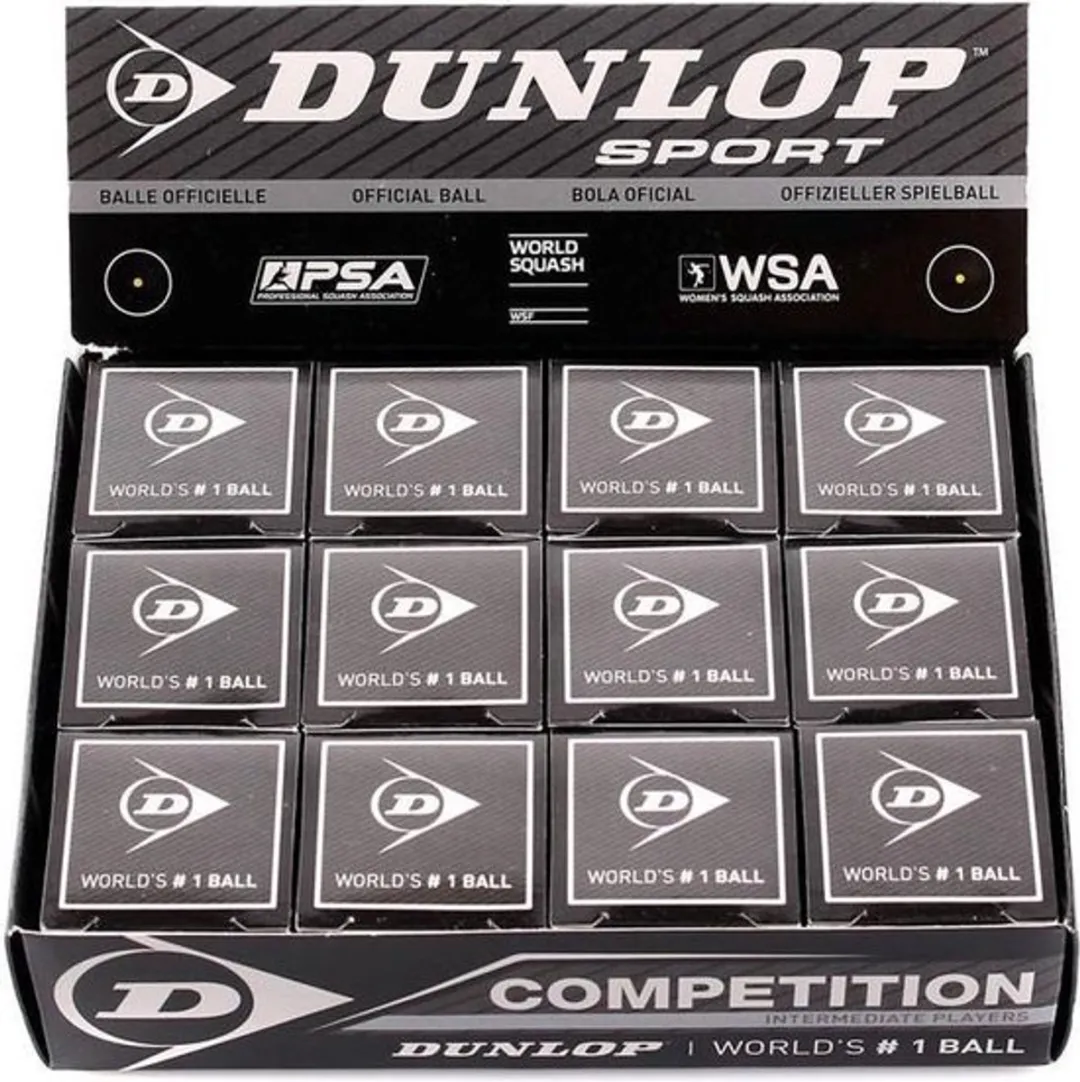 Dunlop Competition Squashballen - Zwart - 12 Stuks