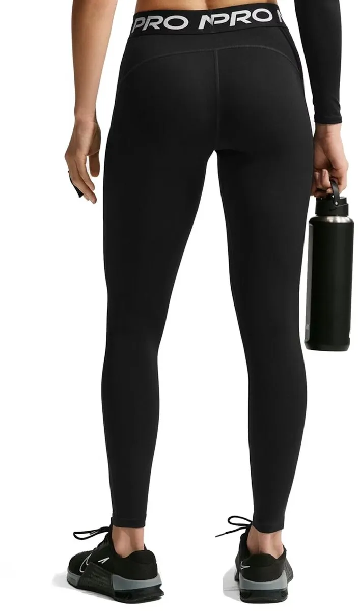 Nike Pro Dames Mid-rise Tight Iq0886-010 - Trainingsbroek XL - Zwart-wit