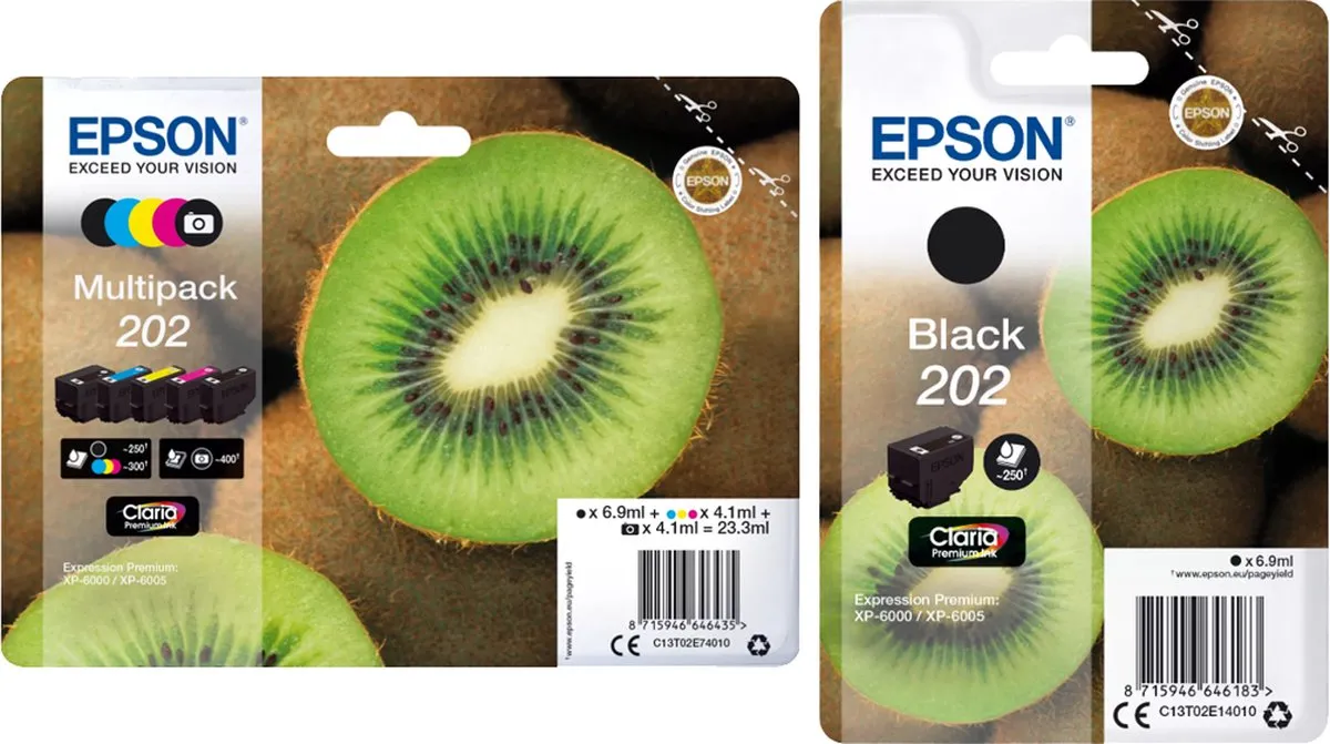 Epson 202 Multipak Inktcartridges - 5 Kleuren - 23.3ml