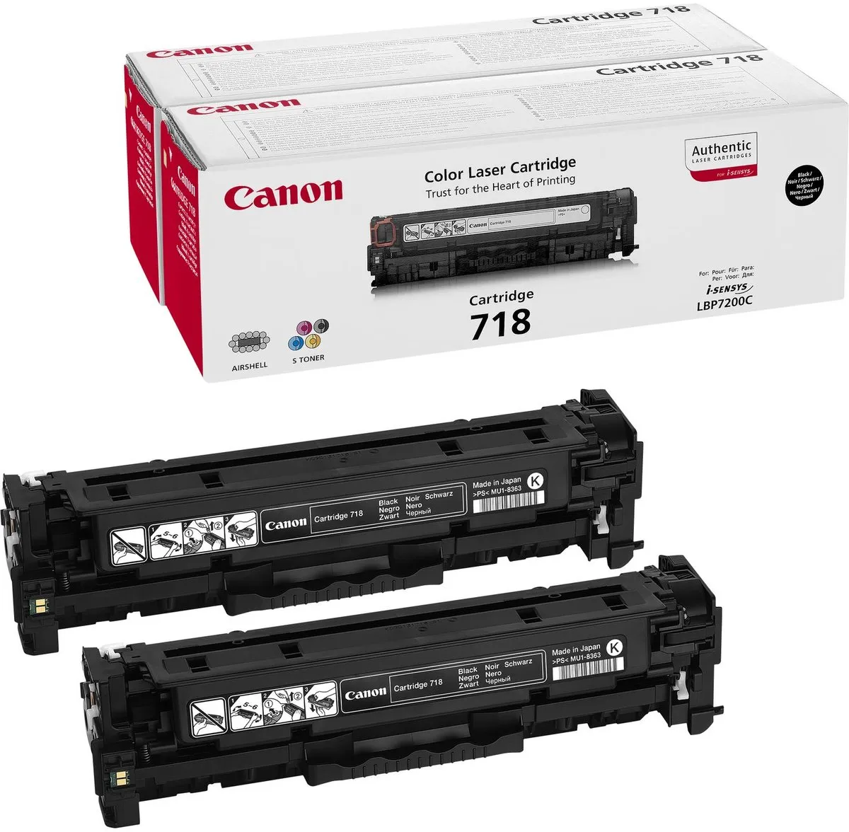 Canon CRG-718 Tonercartridge Zwart - 2 Stuks