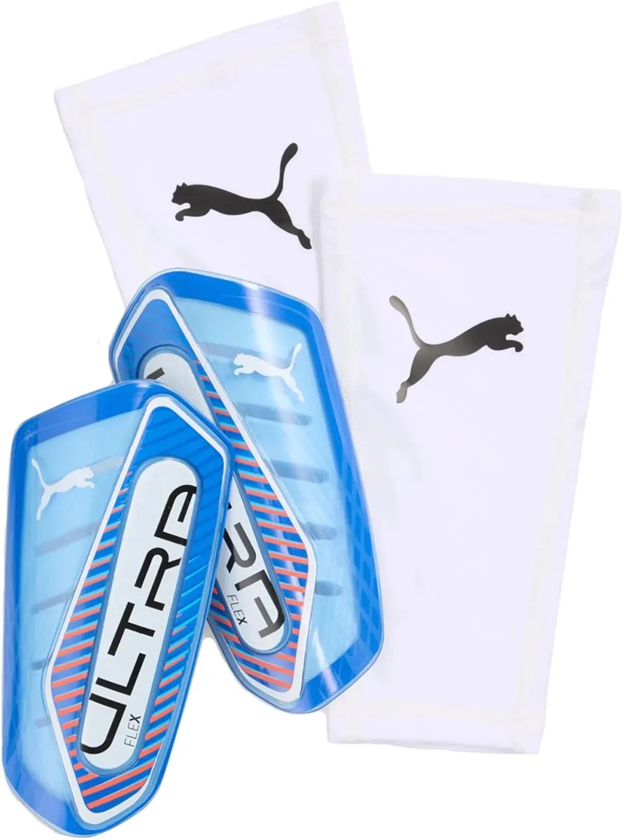 PUMA Ultra Flex Scheenbeschermers - Blauw/rood/wit M