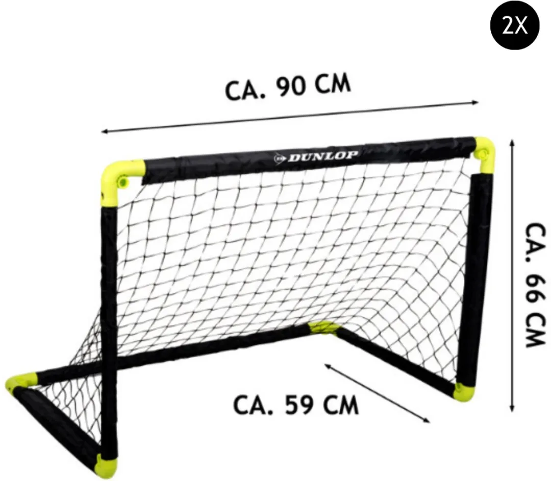 Dunlop Voetbaldoelen Set 2 Stuks - 90x59x61cm - Opvouwbaar - Zwart/Geel