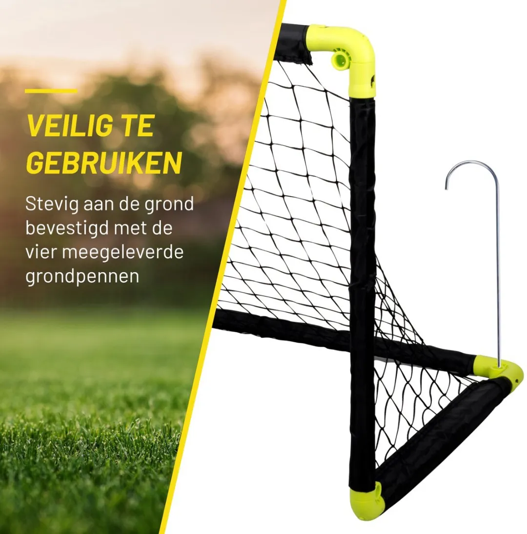 Dunlop Voetbaldoelen Set 2 Stuks - 90x59x61cm - Opvouwbaar - Zwart/Geel