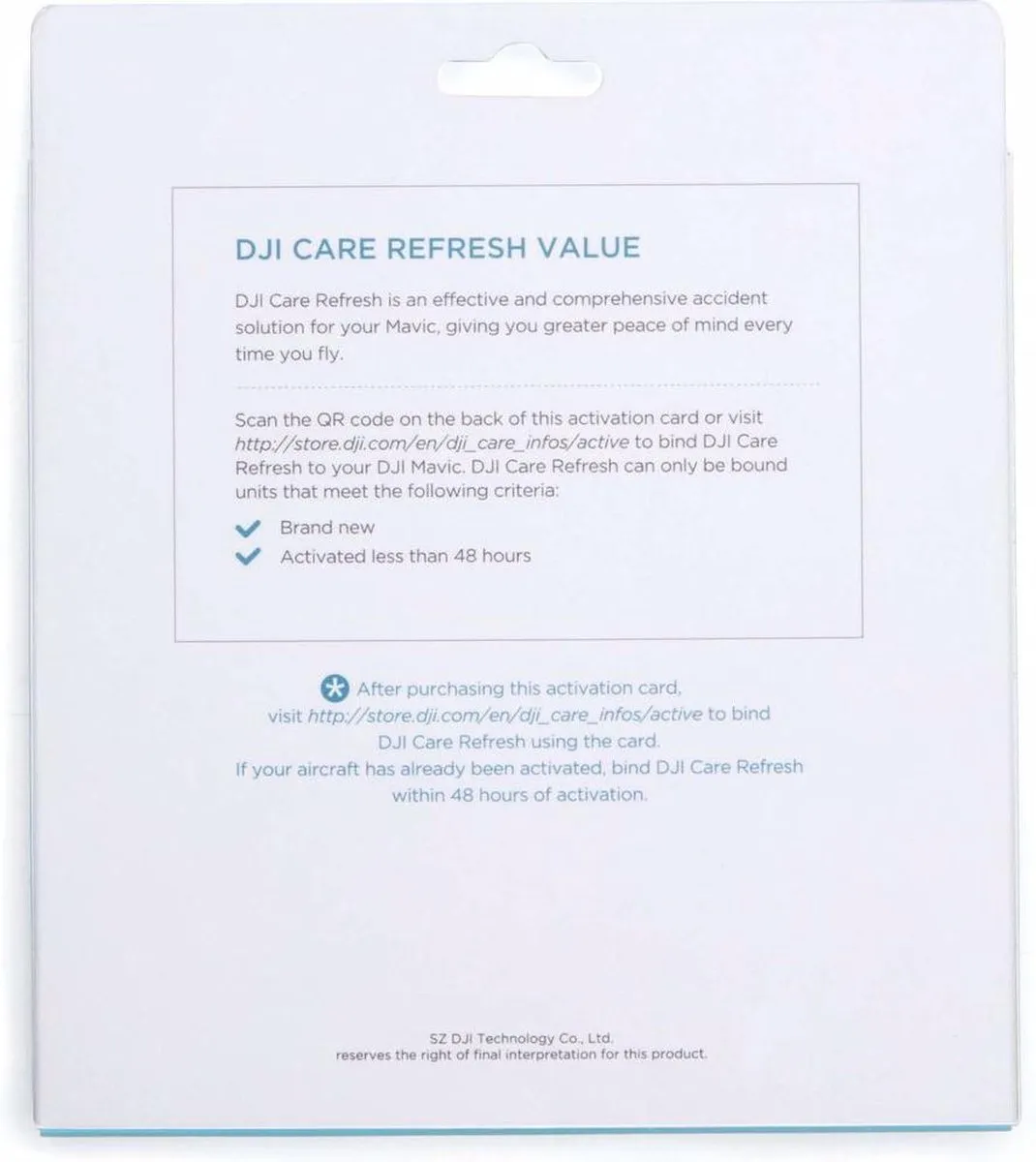 DJI Care Refresh Mavic Mini CP.QT.00002549.01 - Blauw