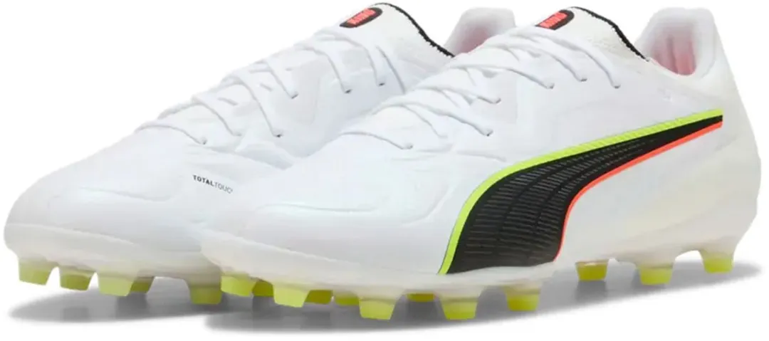 PUMA King 20 Pro FG/AG Voetbalschoenen - 40 - Wit/Rood/Geel
