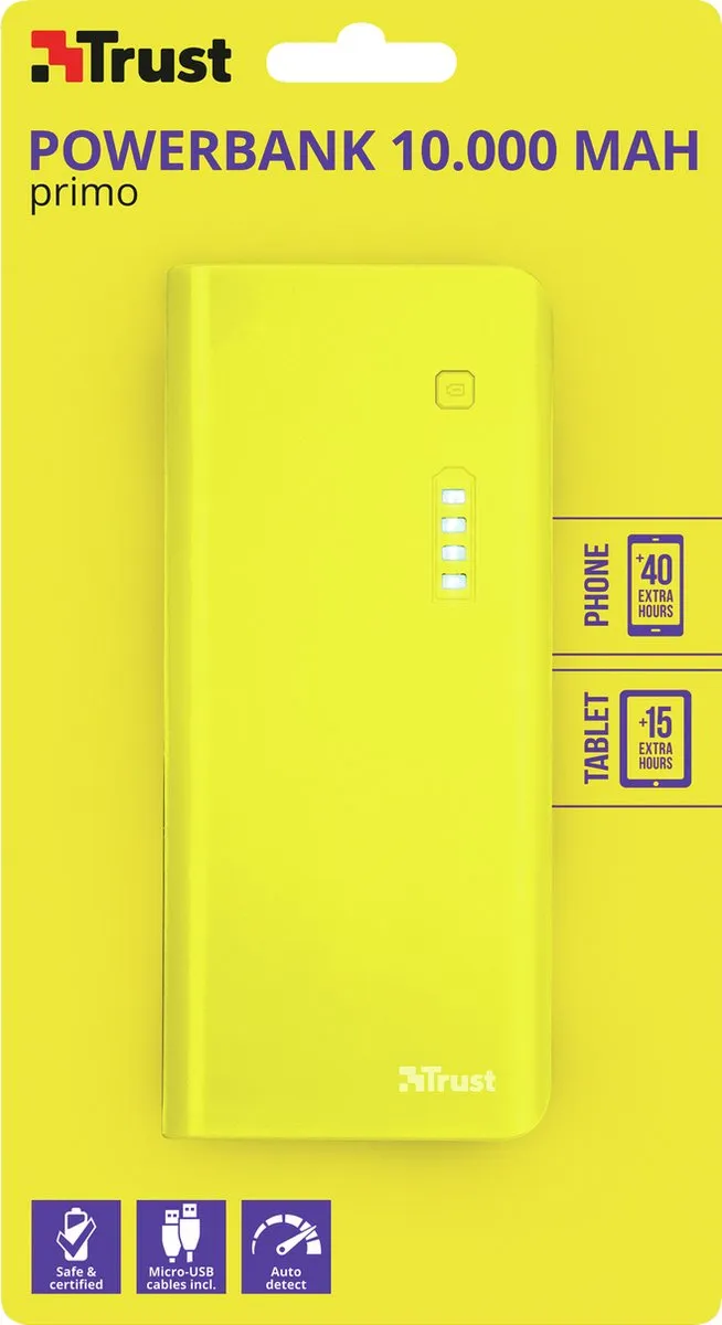 Trust Primo Powerbank 10.000mAh 22753 - Geel