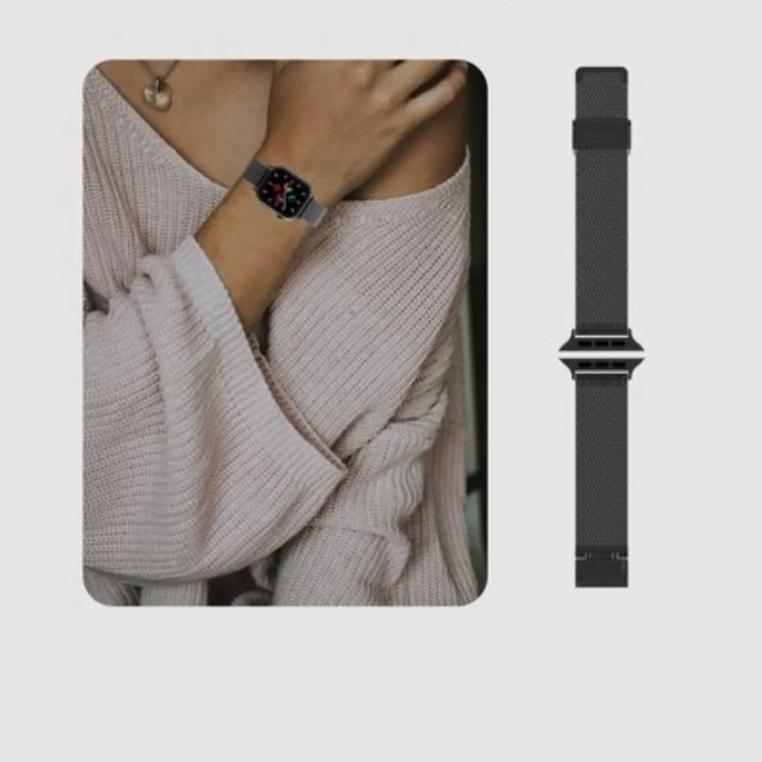Just in Case Silksteel Horlogebandje Apple Watch - 44/45/46/49mm - Zwart - afbeelding 5 van 6