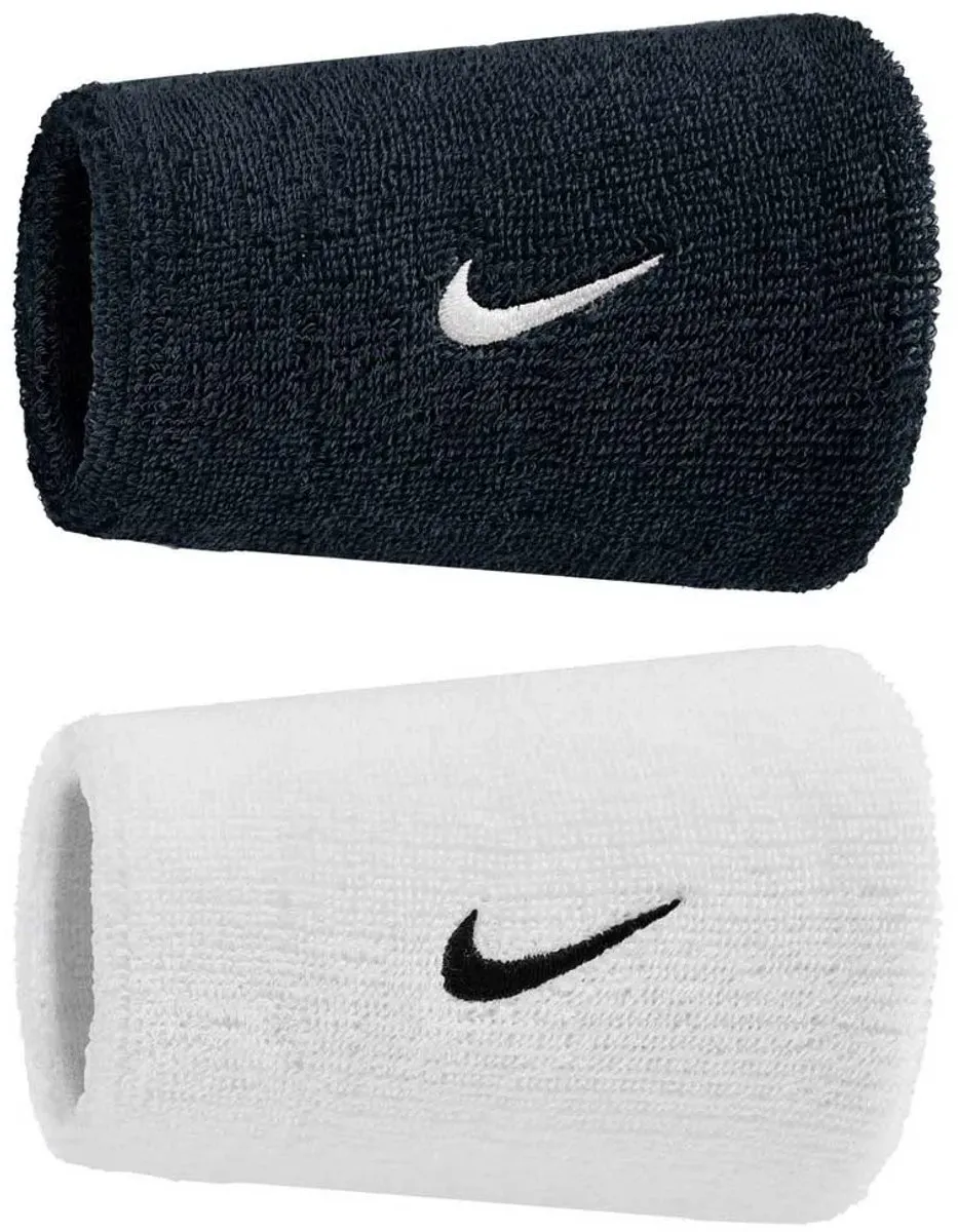 Nike sWOOSH Zweetband Volwassenen - 2 Stuks - Zwart/Wit