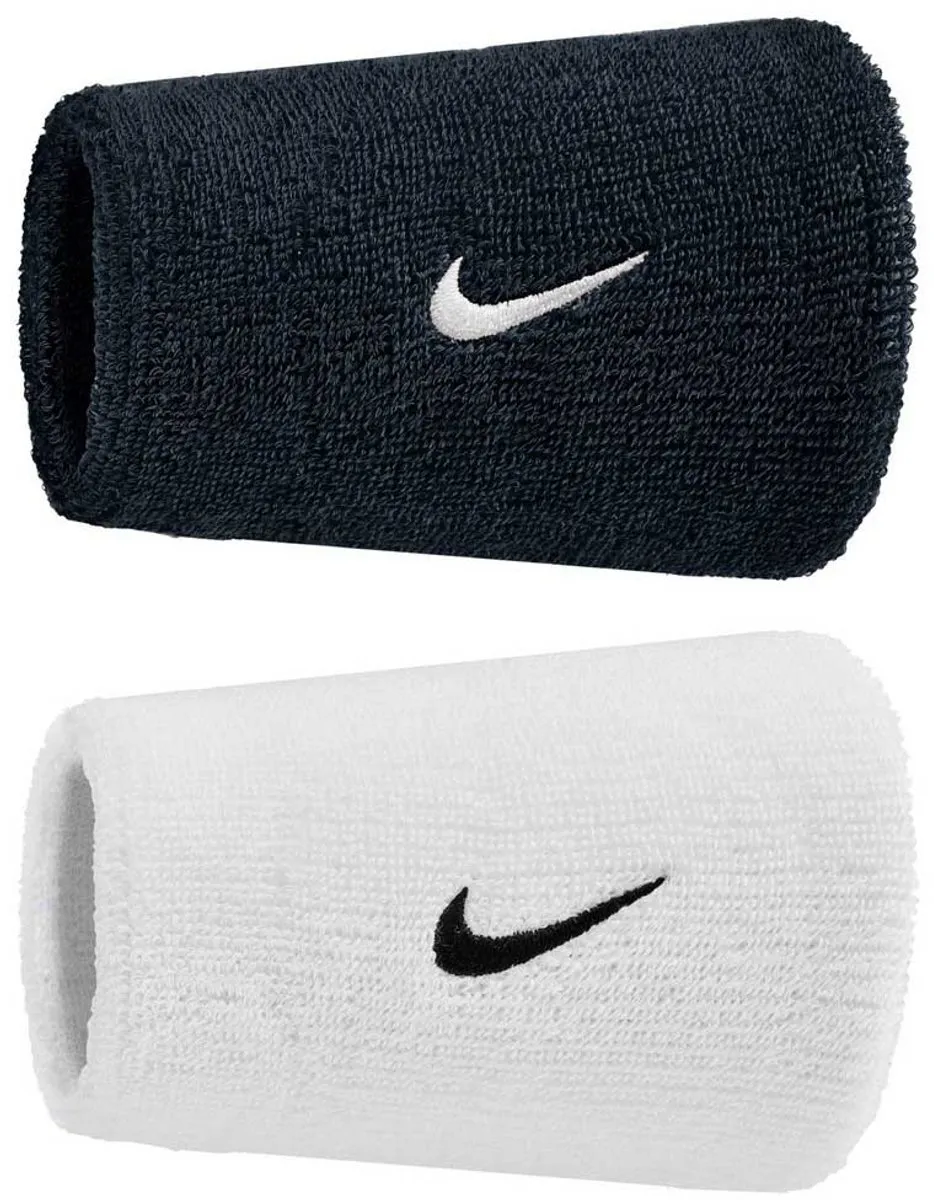 Nike sWOOSH Zweetband Volwassenen - 2 Stuks - Zwart/Wit