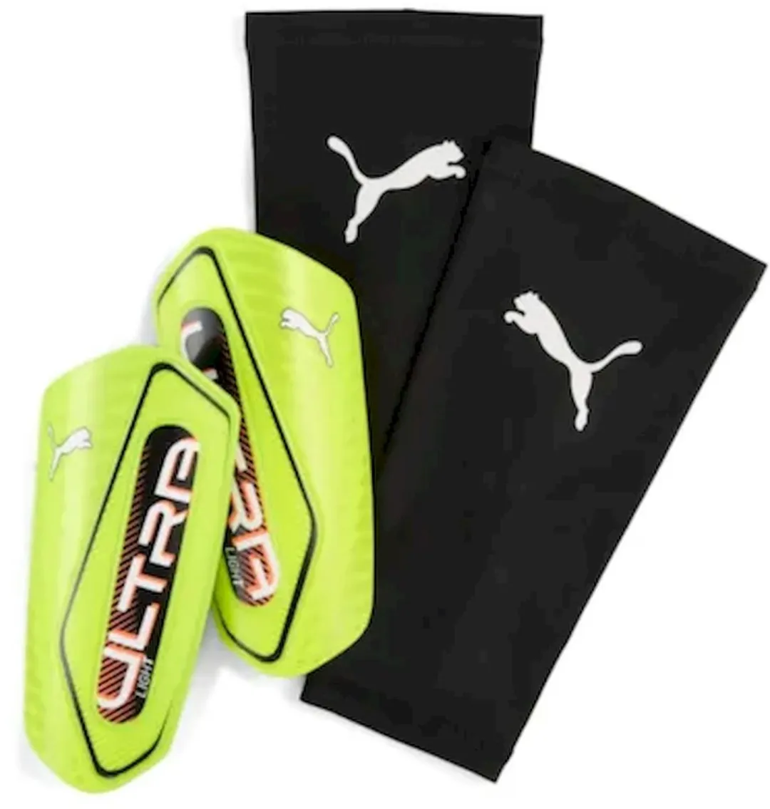 PUMA Ultra Light Sleeve Scheenbeschermers - Maat L - Geel/Zwart - afbeelding 6 van 6