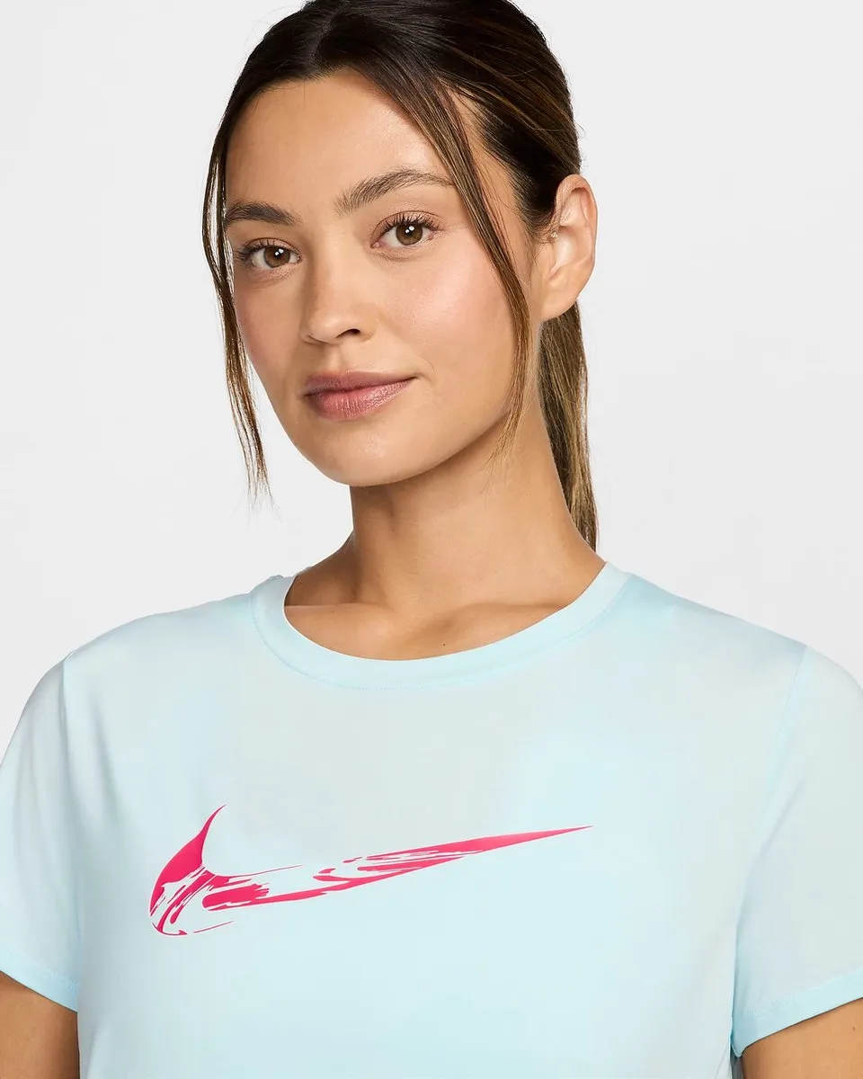 Nike One Dri-FIT Swoosh Shirt Dames - XL - Lichtblauw Roze