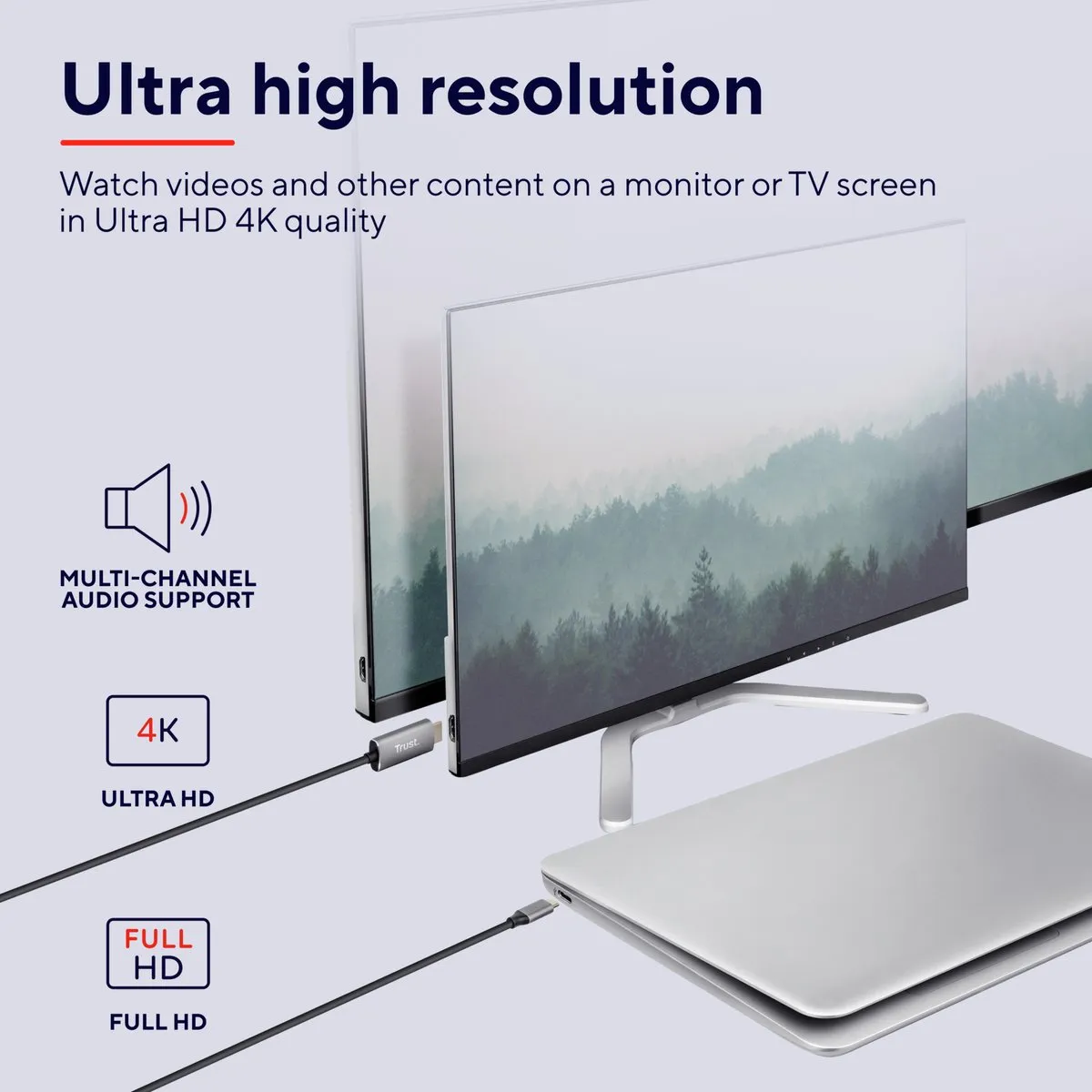 Trust Calyx USB-C naar HDMI-kabel 4K - Zwart