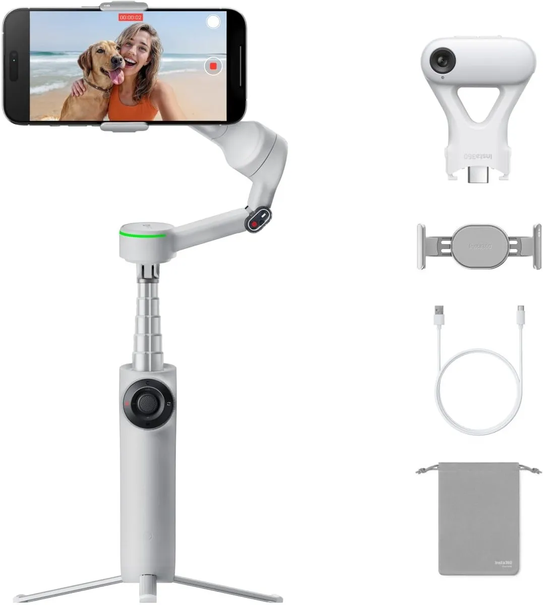 Insta360 Flow 2 AI Tracker Bundle - Stone Gray