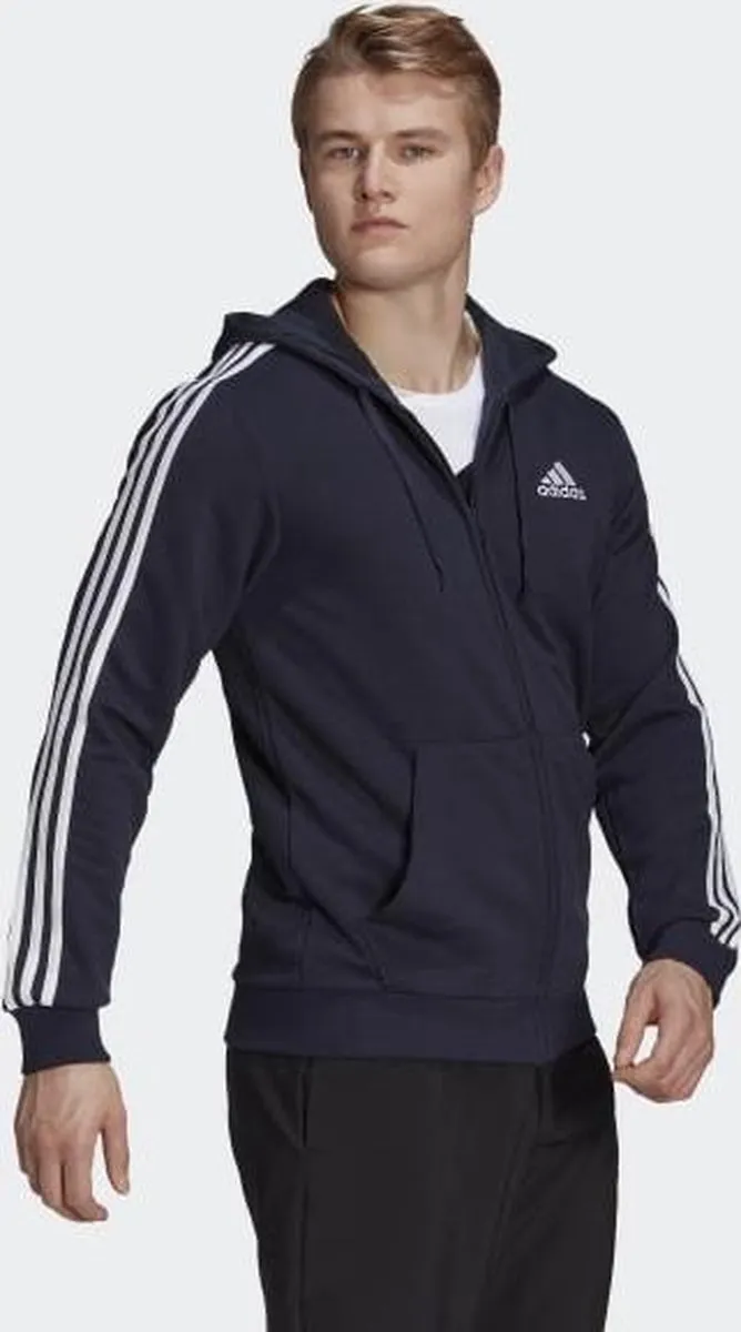 adidas Essentials French Terry Ritshoodie GK9033 - Heren - Blauw - afbeelding 6 van 6
