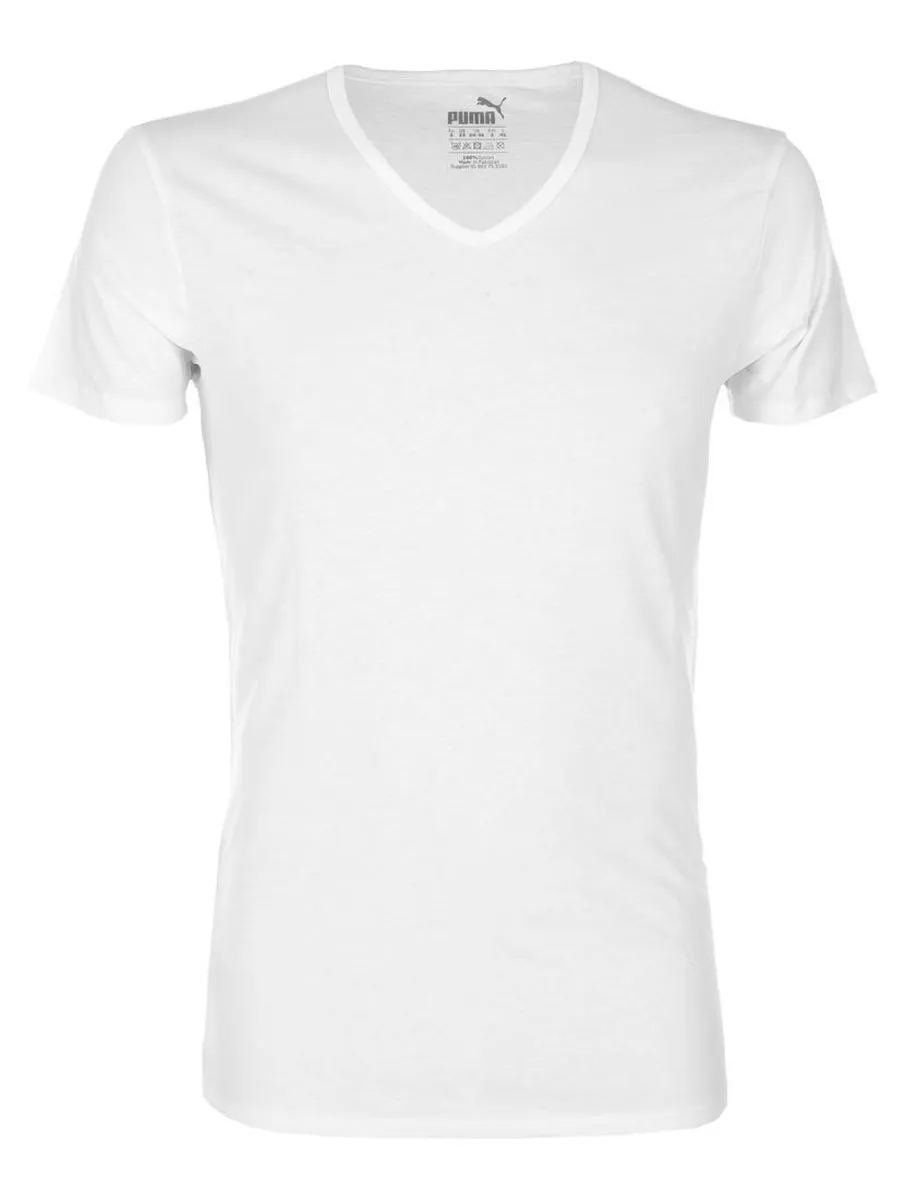 PUMA Basic 2P V-Neck Sportshirt Heren M - Wit