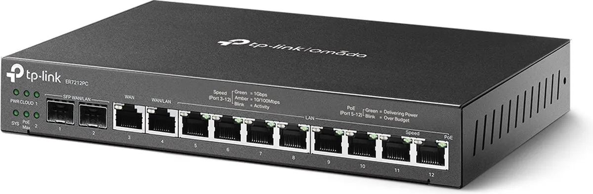 TP-Link Omada ER7212PC 3-in-1 Router Switch PoE+ - 12x 1Gbps LAN
