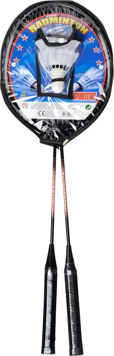 Johntoy Badmintonset 20140 - Grijs/Zwart - 2 rackets + shuttles