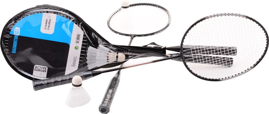 Johntoy Badmintonset 20140 - Grijs/Zwart - 2 rackets + shuttles