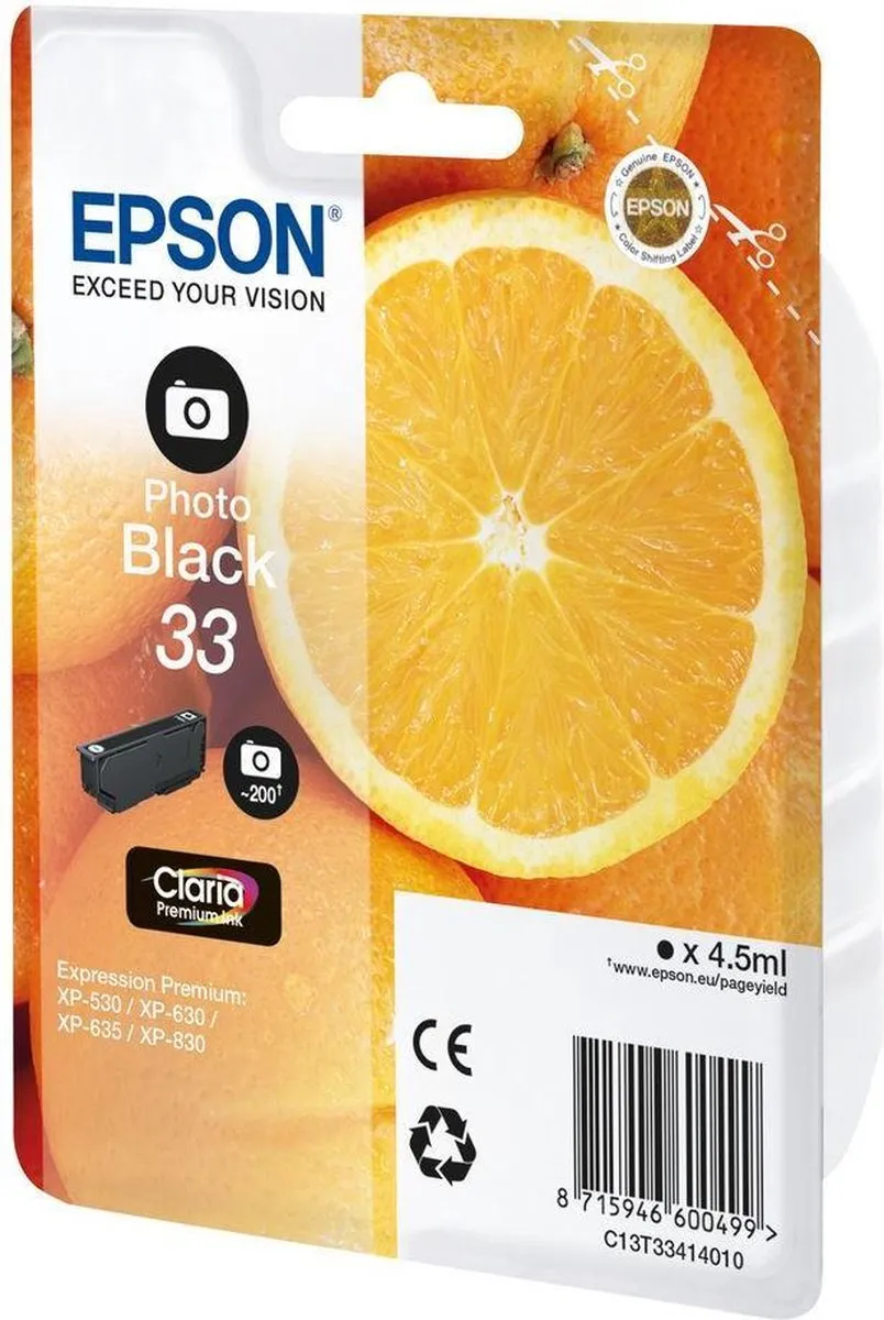 Epson C13T33414010 Foto Zwart Inktcartridge - 200 Pagina's