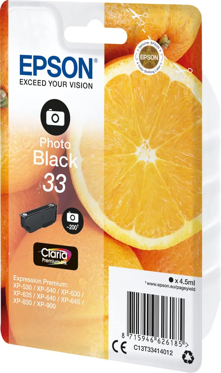 Epson C13T33414010 Foto Zwart Inktcartridge - 200 Pagina's