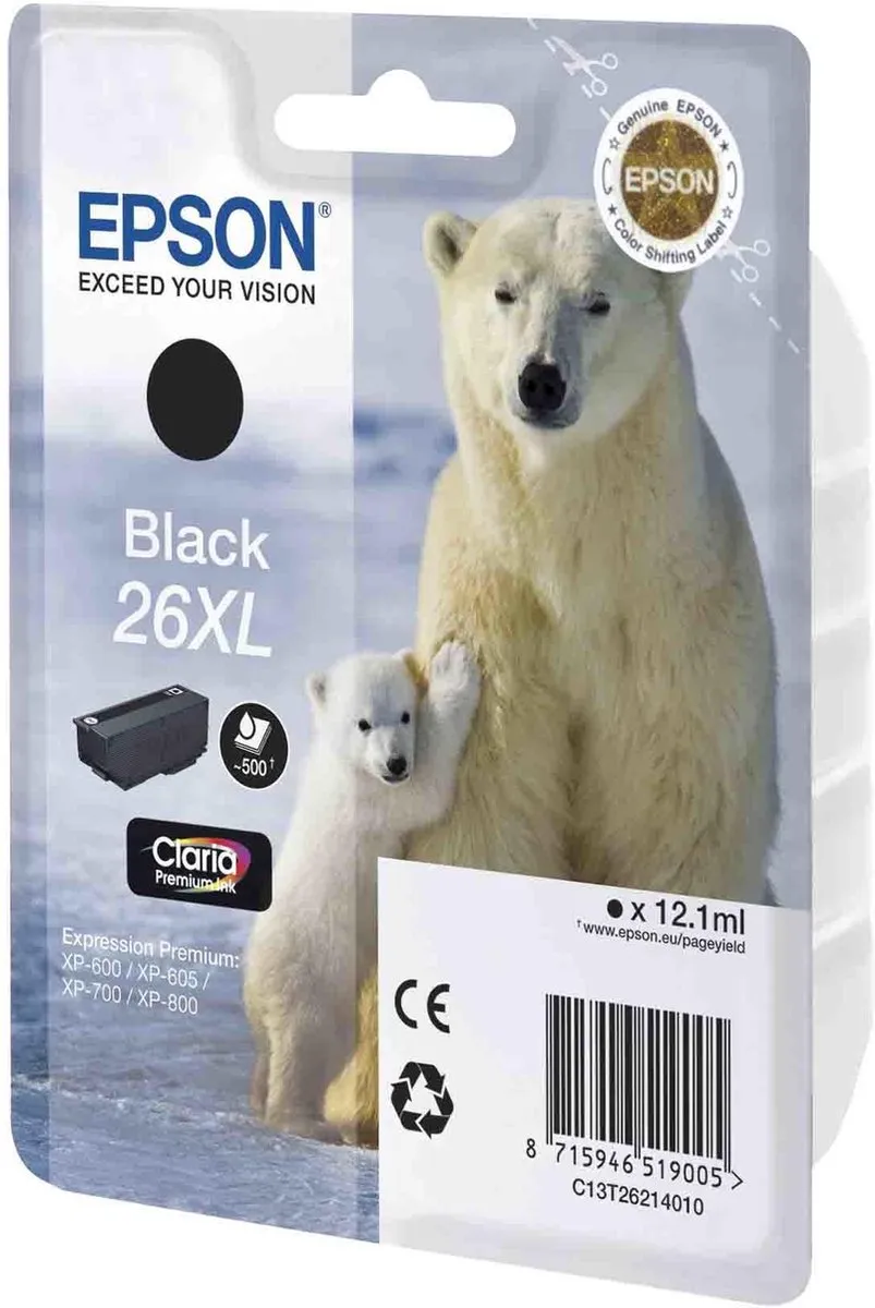 Epson 26XL T2621 Inktcartridge - 500 pagina's - Zwart