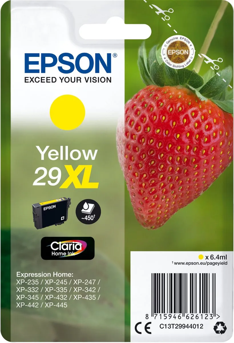 Epson 29XL Inktcartridge Geel - 450 Pagina's