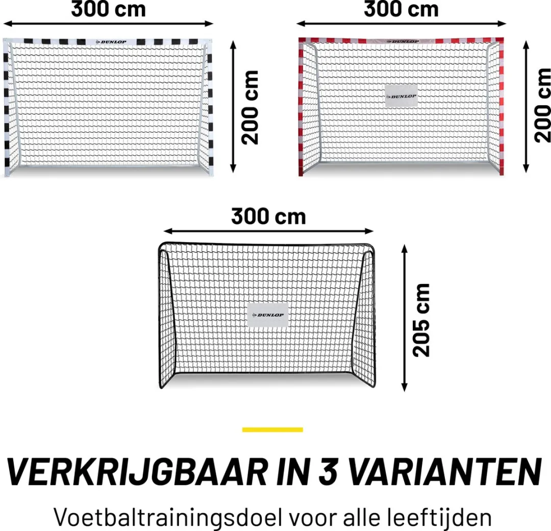 Dunlop Voetbaldoel 300x200x110cm - Metaal - Rood