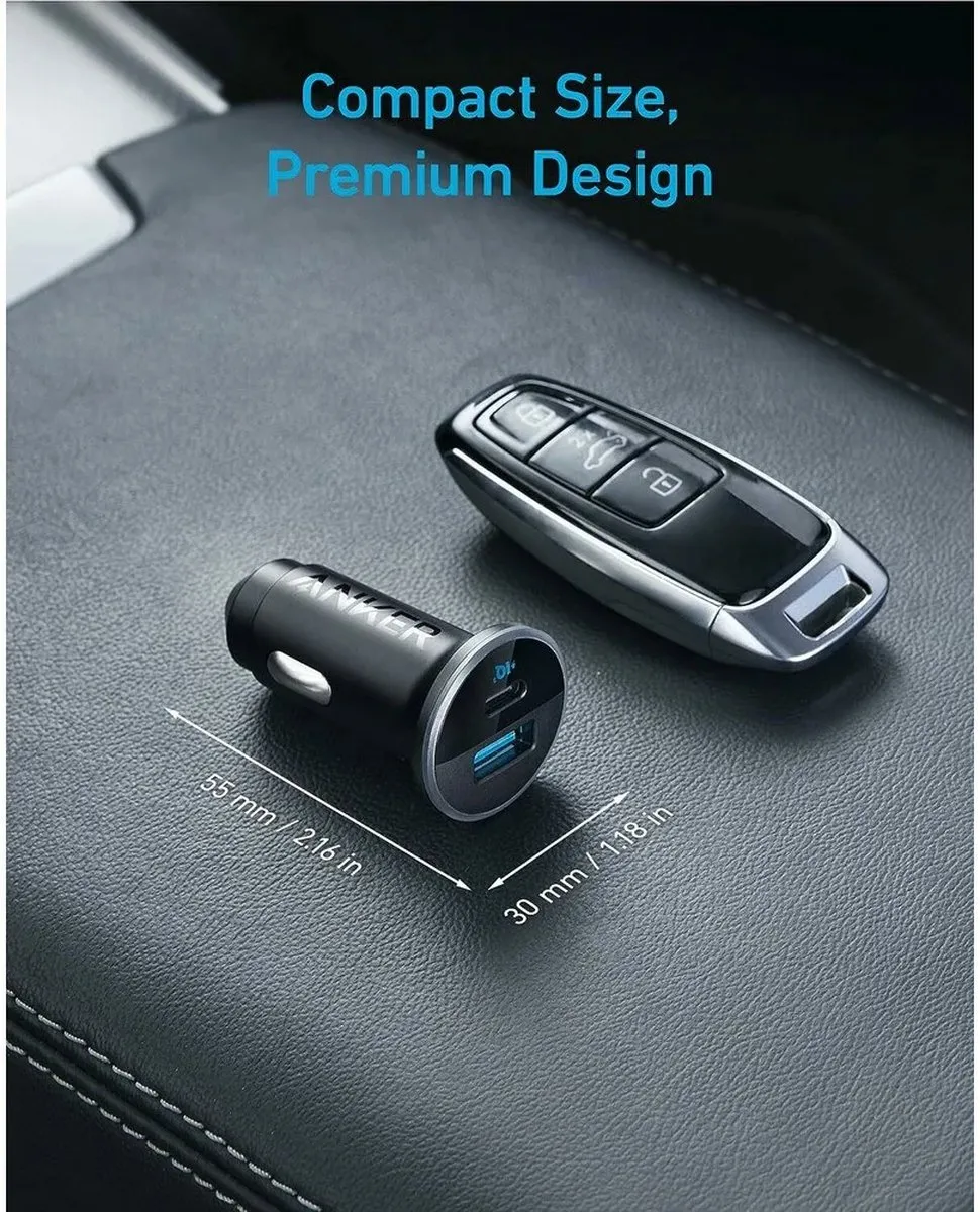 Anker 323 A2735G11 Autolader 52,5W - USB-C 30W & USB-A 22,5W - Zwart