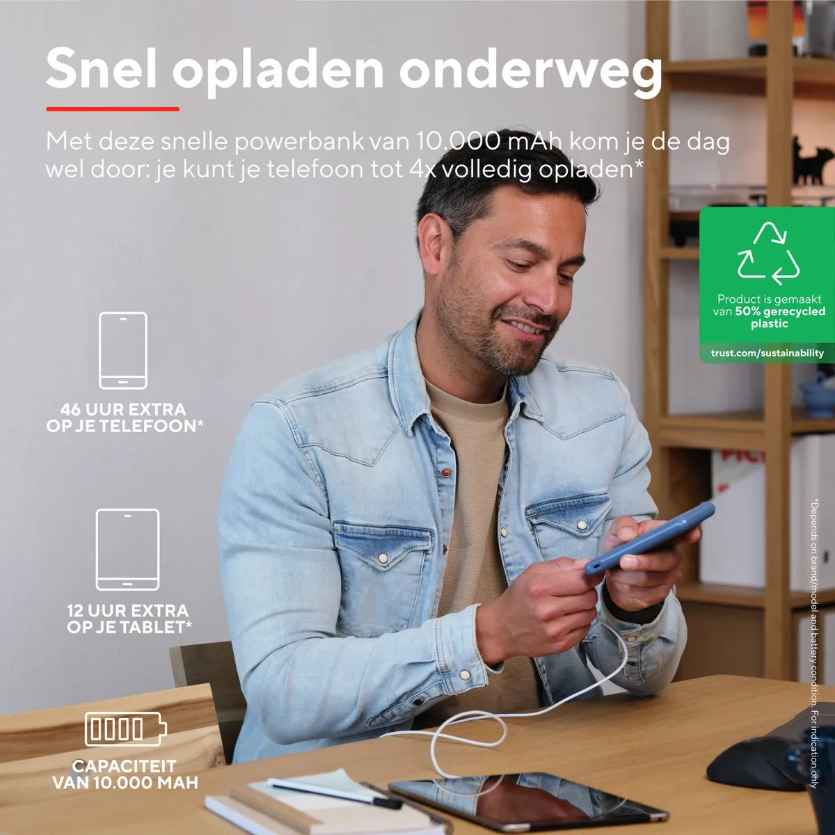 Trust Redoh Powerbank 10000mAh - Blauw - afbeelding 6 van 6