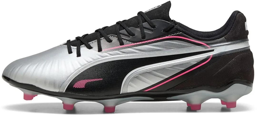 PUMA King Match FG/AG Voetbalschoenen 40 - Zilver/Zwart