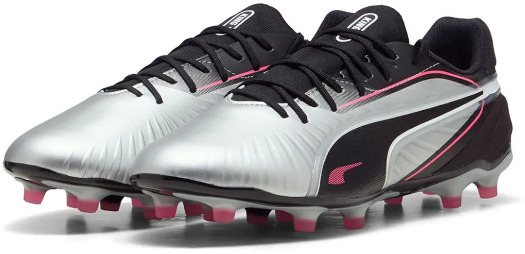 PUMA King Match FG/AG Voetbalschoenen 40 - Zilver/Zwart